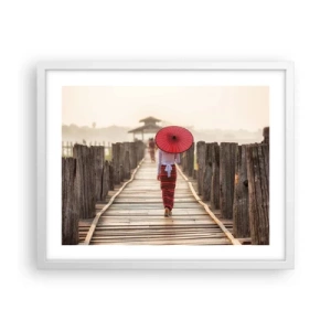 Affiche dans un cadre blanc - Poster - Sur le vieux pont - 50x40 cm