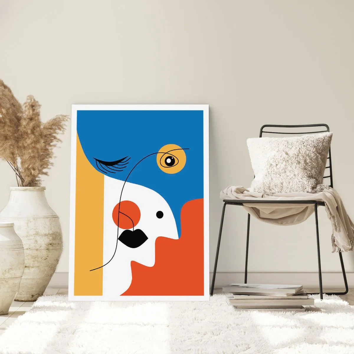 Affiche - Poster - Un portrait cubiste aux couleurs vives - 50x70cm - Portrait déconstruit - Décoration murale moderne pour le salon et la chambre ARTTOR