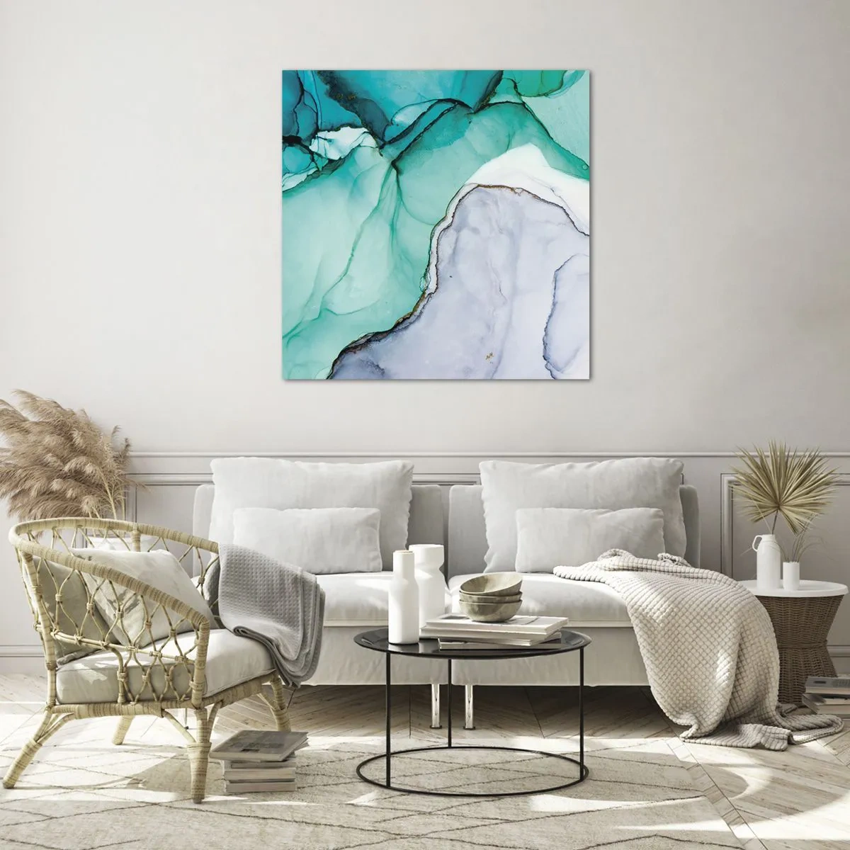 Impression sur verre - Image sur verre - Étude de turquoise - 30x30 cm