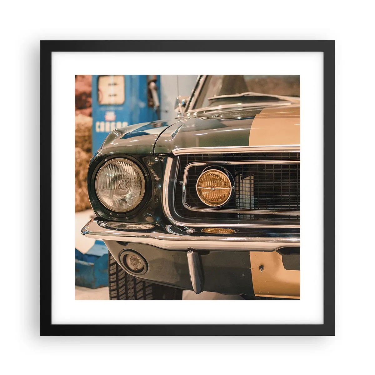 Affiche dans un cadre noir - Poster - Rencontre avec une légende - 40x40 cm