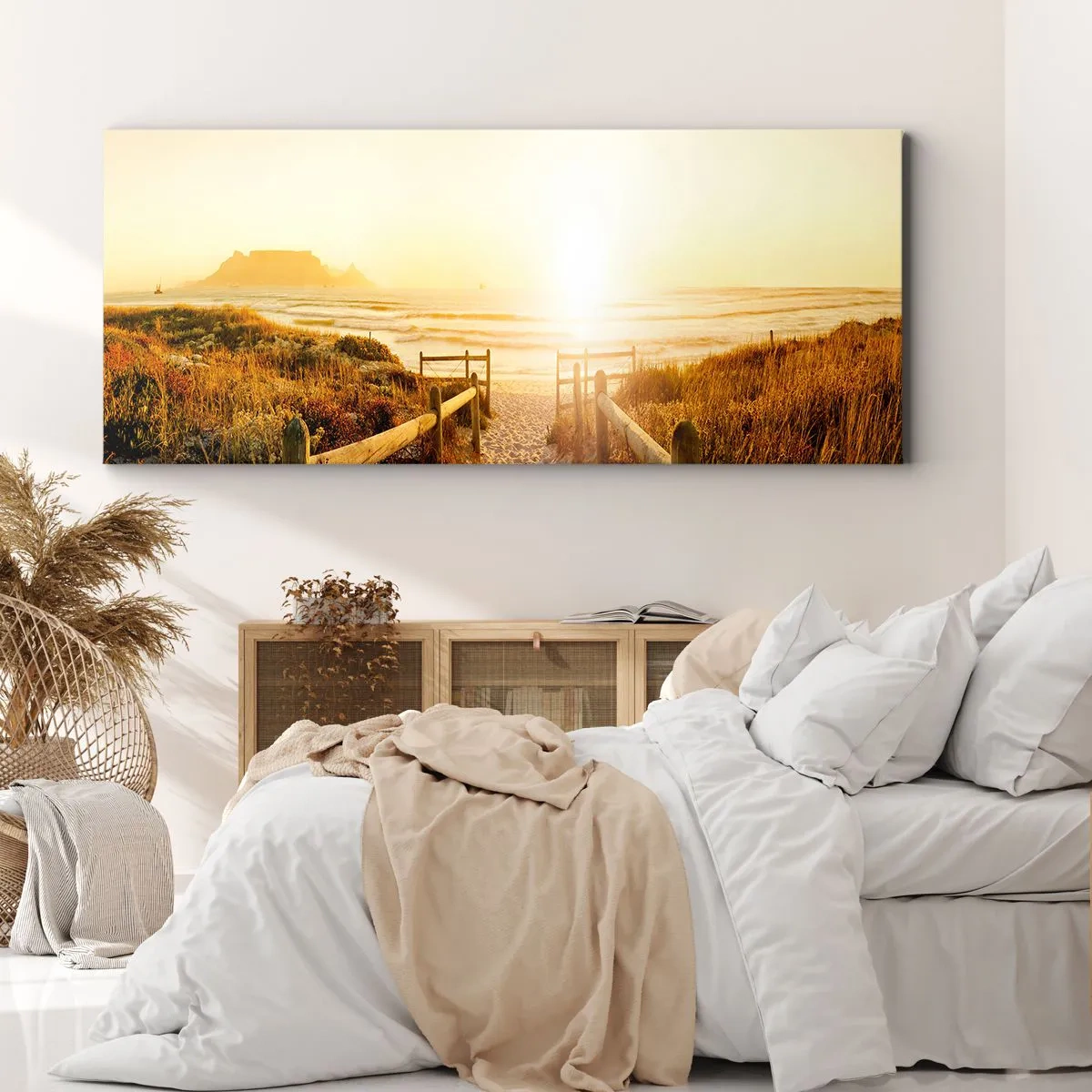 Impression sur toile - Image sur toile - A travers la dune, vers le soleil - 90x30 cm