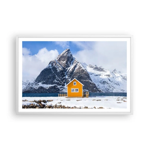 Affiche dans un cadre blanc - Poster - Vacances scandinaves - 91x61 cm
