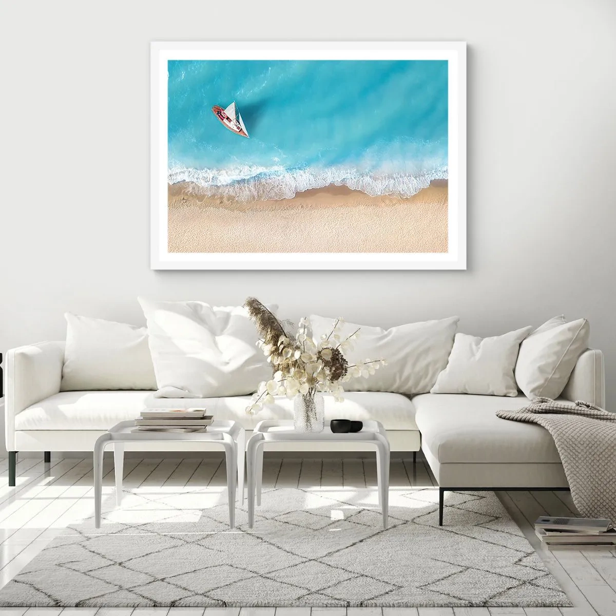 Affiche dans un cadre blanc - Poster - A la frontière de l'azur et de l'or - 40x30 cm