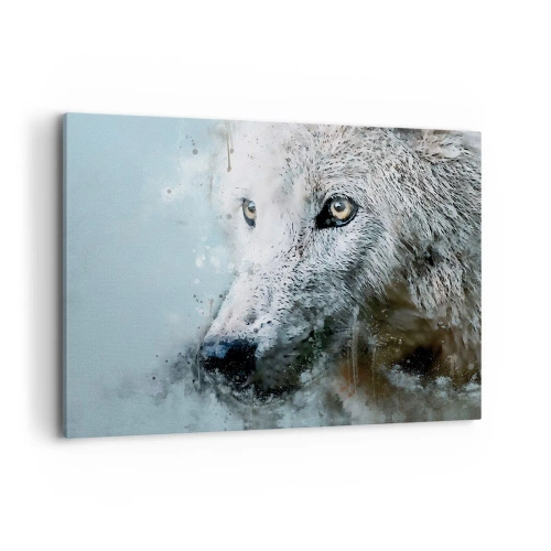 Impression sur toile - Image sur toile - Portrait à l'aquarelle d'un loup - 100x70cm - Rencontrez l'âme du loup - Décoration murale moderne pour le salon et la chambre ARTTOR