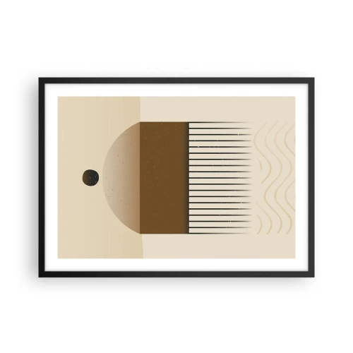 Affiche dans un cadre noir - Poster - Composition géométrique abstraite dans les tons beige et marron - 70x50cm - Différents états - Décoration murale moderne pour le salon et la chambre ARTTOR