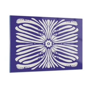 Impression sur verre - Image sur verre - Motif ethnique symétrique sur fond violet - 120x80cm - Inspirations ethniques - Décoration murale moderne pour le salon et la chambre ARTTOR