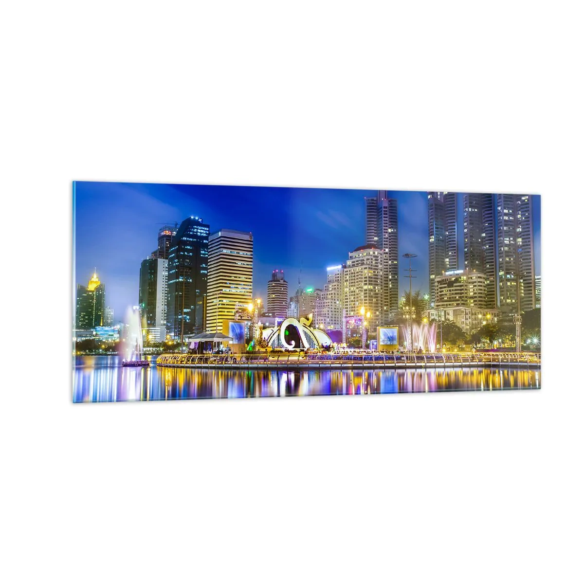 Impression sur verre - Image sur verre - Nuit arc-en-ciel de la métropole - 100x40 cm