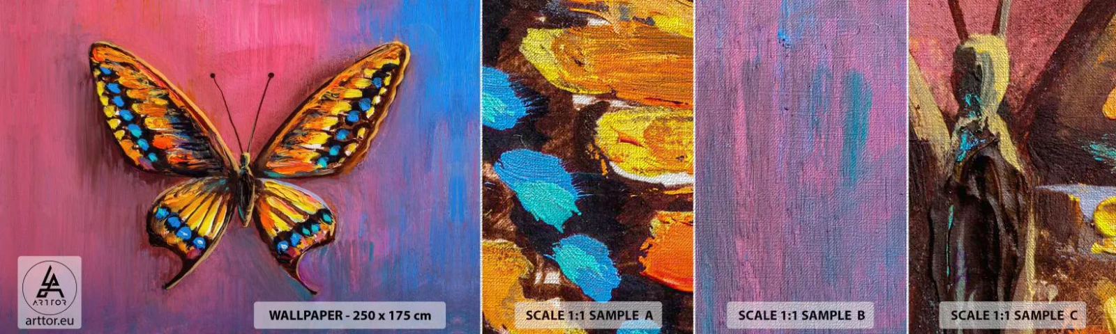 Échantillon de Papier Peint Premium Canvas - Un joyau de la nature - Papillon, Morceau, Peinture - 100x30 cm