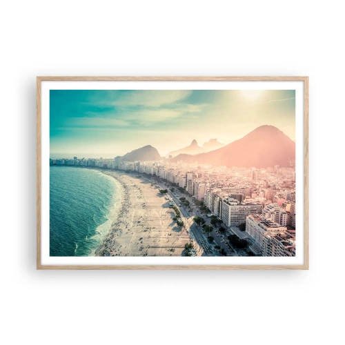 Affiche dans un chêne clair - Poster - Vacances éternelles à Rio - 100x70 cm