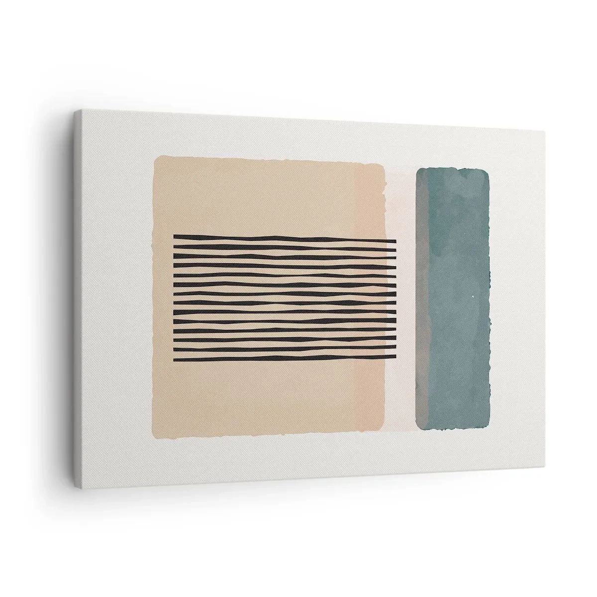 Impression sur toile - Image sur toile - Formes géométriques minimalistes dans des tons beiges et verts - 70x50cm - Tout est en ordre - Décoration murale moderne pour le salon et la chambre ARTTOR