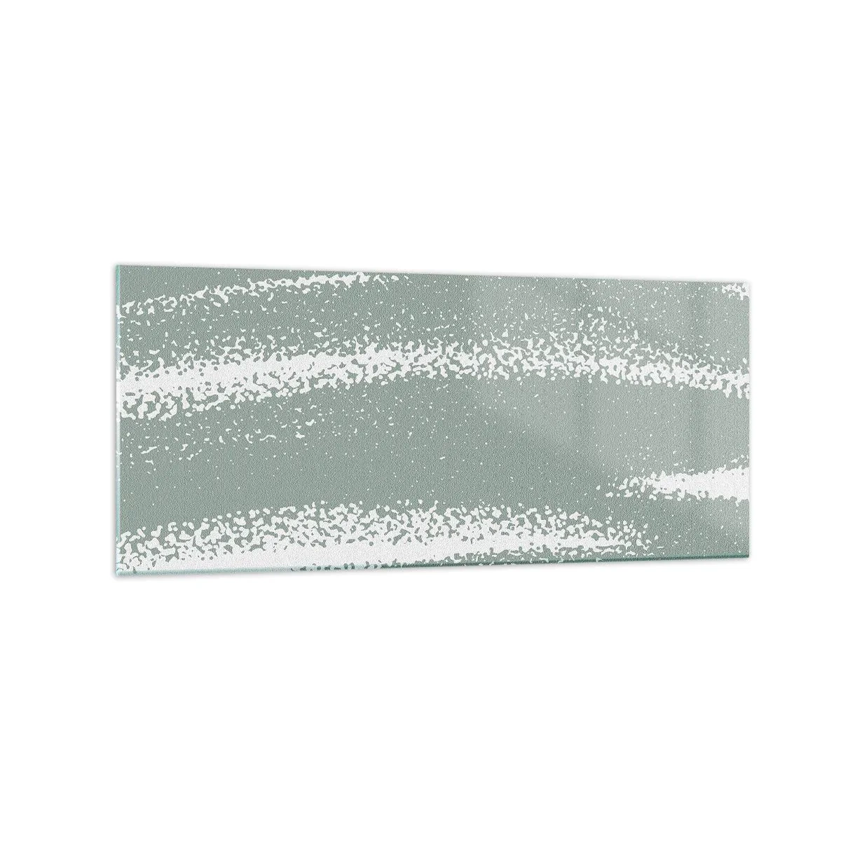 Impression sur verre - Image sur verre - Vagues d'hiver dans les tons menthe et blanc - 120x50cm - Abstraction dans un climat hivernal - Décoration murale moderne pour le salon et la chambre ARTTOR