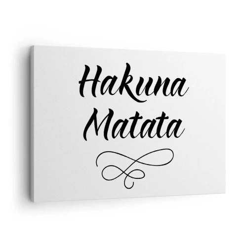 Impression sur toile - Image sur toile - Citation de Hakuna Matata en police élégante sur fond blanc - 70x50cm - Le meilleur conseil - Décoration murale moderne pour le salon et la chambre ARTTOR