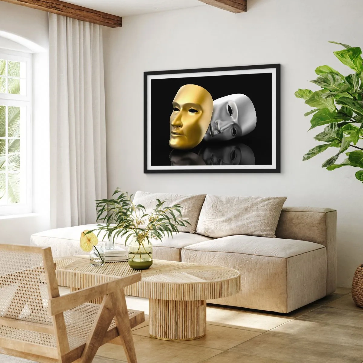 Affiche dans un cadre noir - Poster - La vie est un théâtre - 91x61 cm