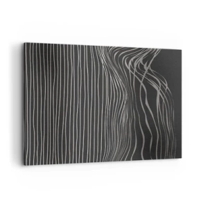 Impression sur toile - Image sur toile - Lignes blanches sur fond gris foncé dans un arrangement abstrait - 120x80cm - Rythme et accent - Décoration murale moderne pour le salon et la chambre ARTTOR