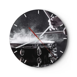 Horloge murale - Pendule murale - Des tambours en action, avec de la poussière volant lorsqu'ils frappent - 30x30cm - Tempo de la musique - Décoration murale moderne pour le salon, la cuisine et la chambre ARTTOR