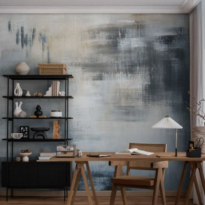 Papier Peint Autocollant Deluxe Sticker - Derrière le rideau bleu - Morceau, Abstraction, Industriel - 400x280 cm