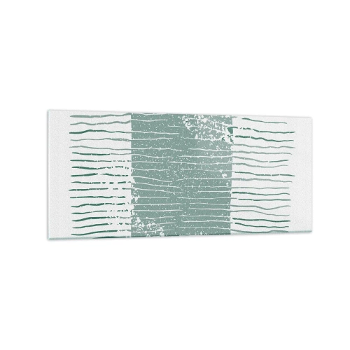 Impression sur verre - Image sur verre - Motif géométrique dans les tons vert mer et blanc - 120x50cm - Abstraction de la mer - Décoration murale moderne pour le salon et la chambre ARTTOR