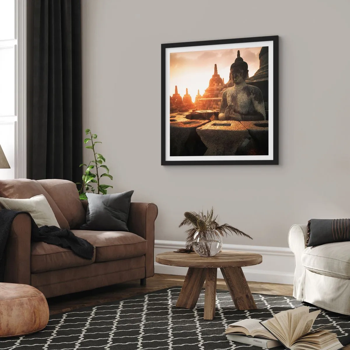 Affiche dans un cadre noir - Poster - Temps de grande sagesse - 60x60 cm