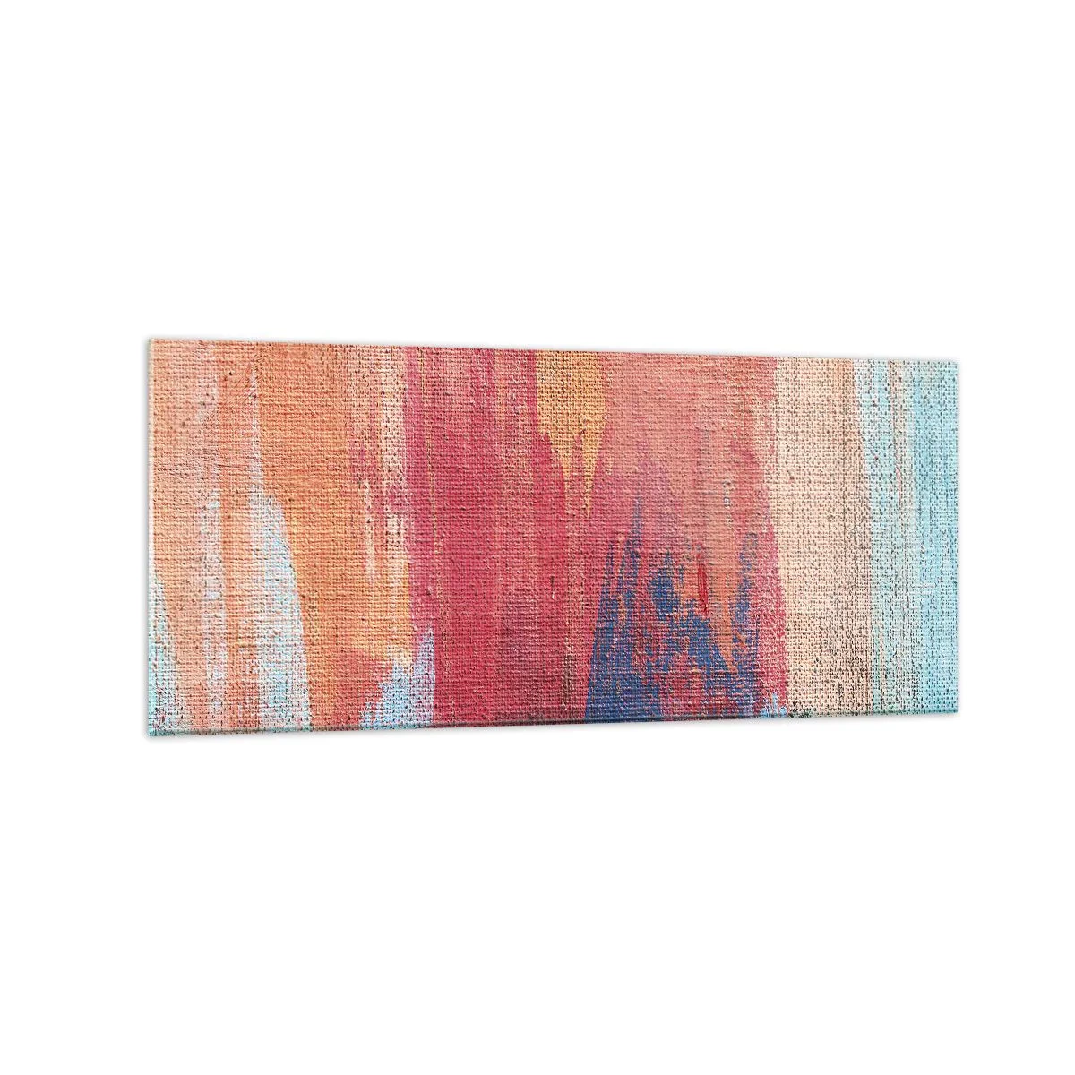 Impression sur verre - Image sur verre - Coups de pinceau abstraits et colorés - 120x50cm - Ecoulement de l'arc-en ciel - Décoration murale moderne pour le salon et la chambre ARTTOR