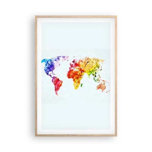 Affiche dans un chêne clair - Poster - Toutes les couleurs du monde - 61x91 cm