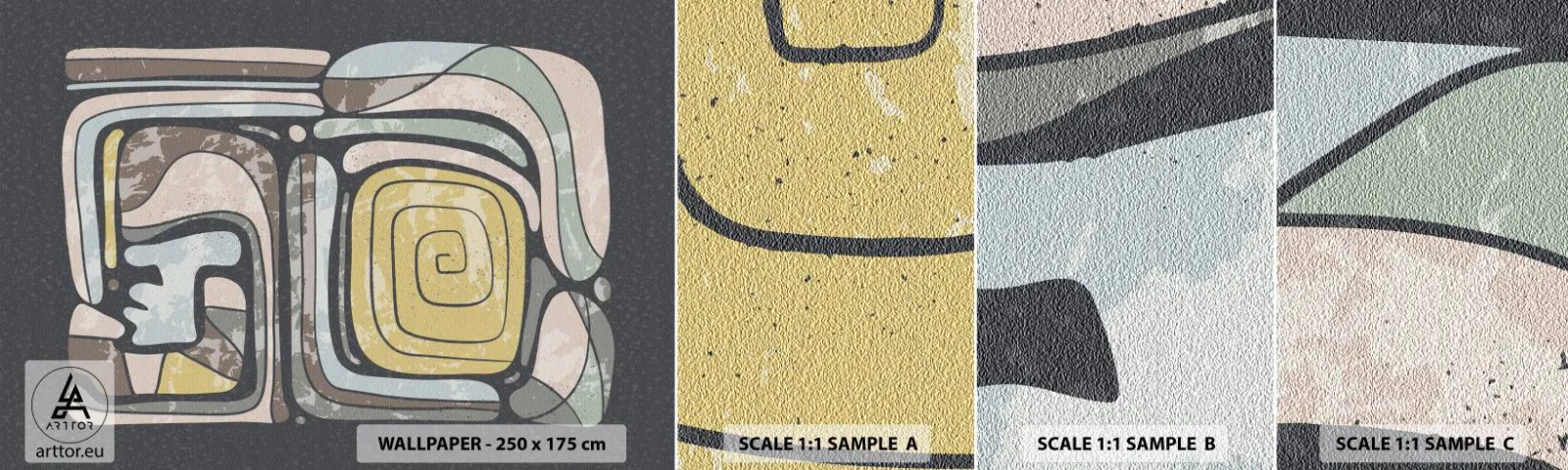 Échantillon De Papier Peint Standard Eco - L'abstraction dans l'esprit précolombien - Abstraction, Bohème, Vieilli - 100x30 cm