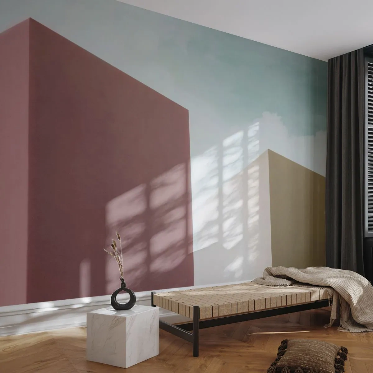 Papier Peint Autocollant Deluxe Sticker - La géométrie d'un été ensoleillé - Bâtiments, Architecture, Tridimensionnel - 350x256 cm