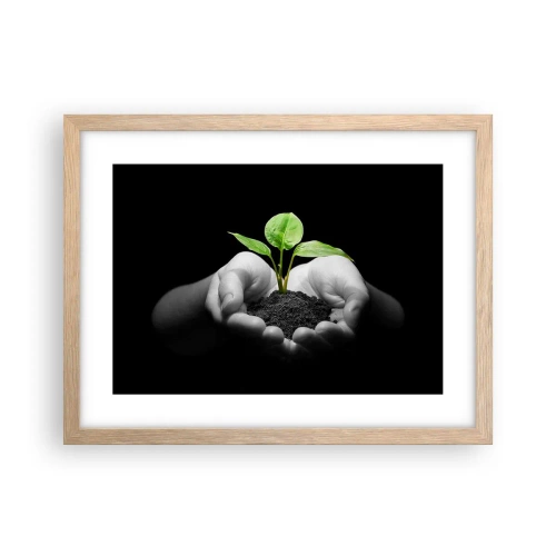 Affiche dans un chêne clair - Poster - J'aime la nature, je la protège - 40x30 cm