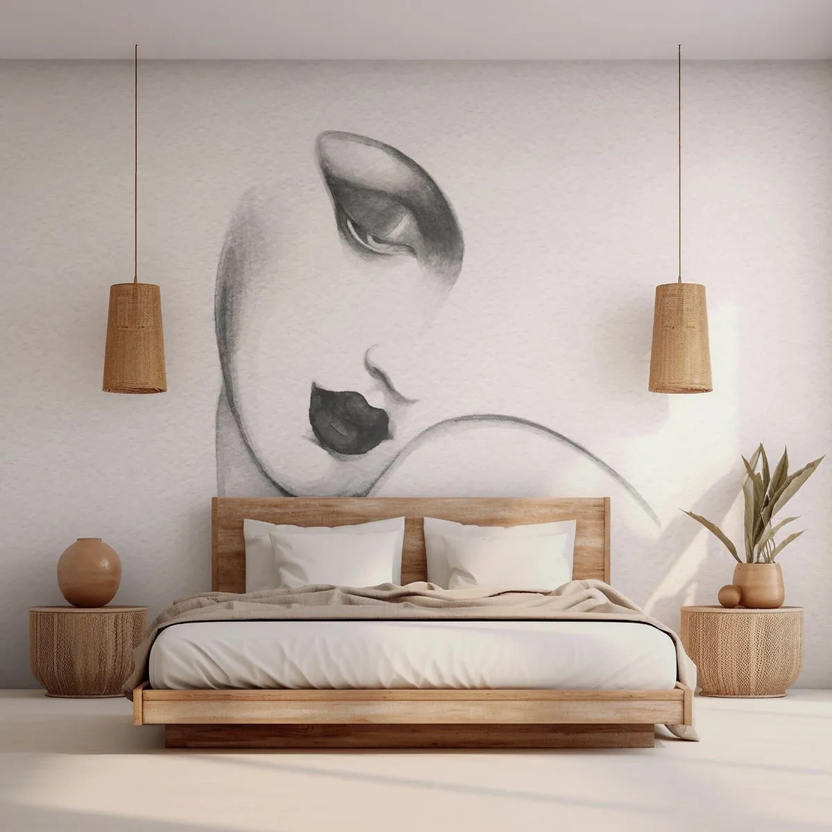 Papier Peint Photo Standard Eco - Dans le style de Lempicka - Portrait d'une femme, Visage de femme, Morceau - 200x140 cm