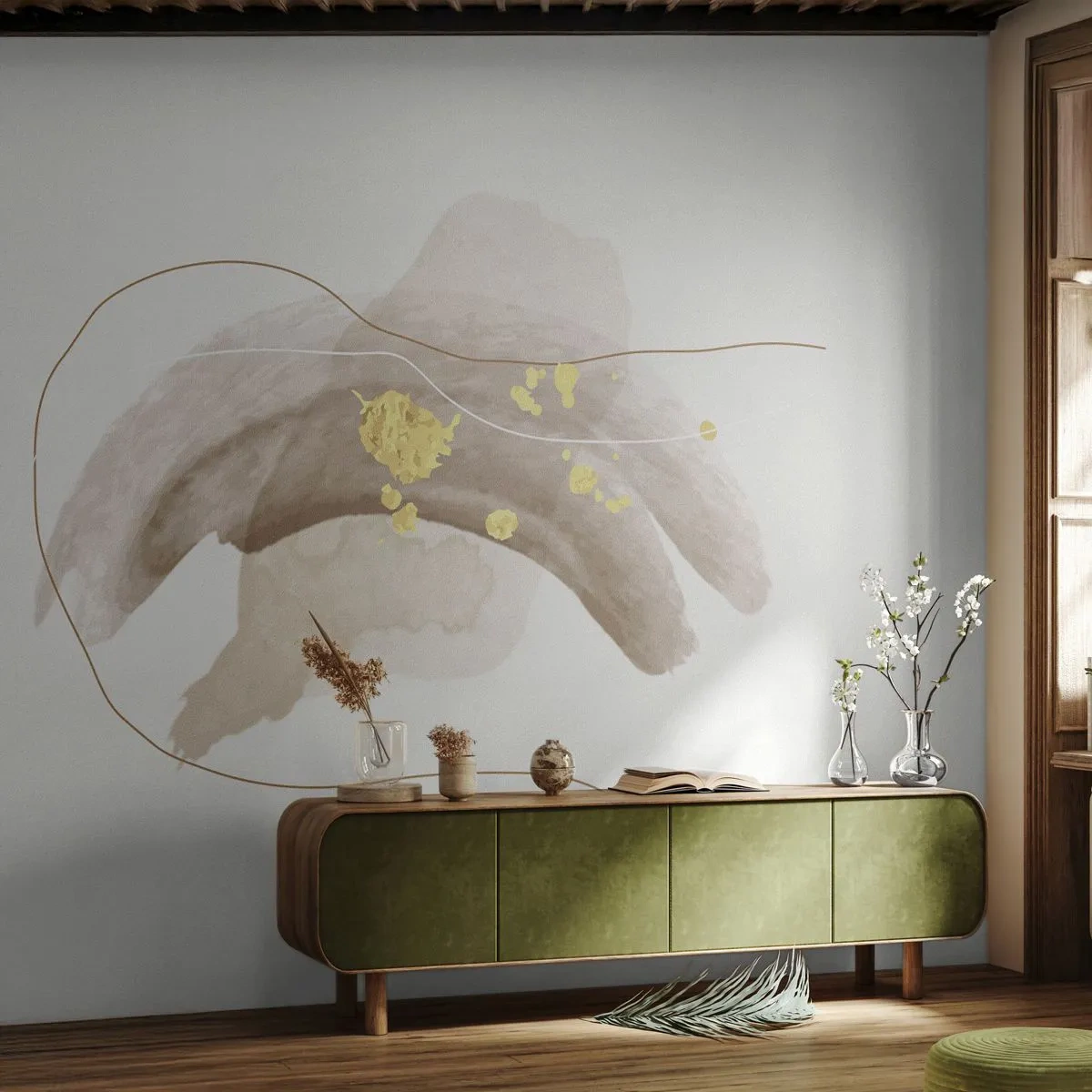 Papier Peint Autocollant Deluxe Sticker - rencontré dans l'espace - Abstraction, Morceau, Modèle moderne - 350x256 cm