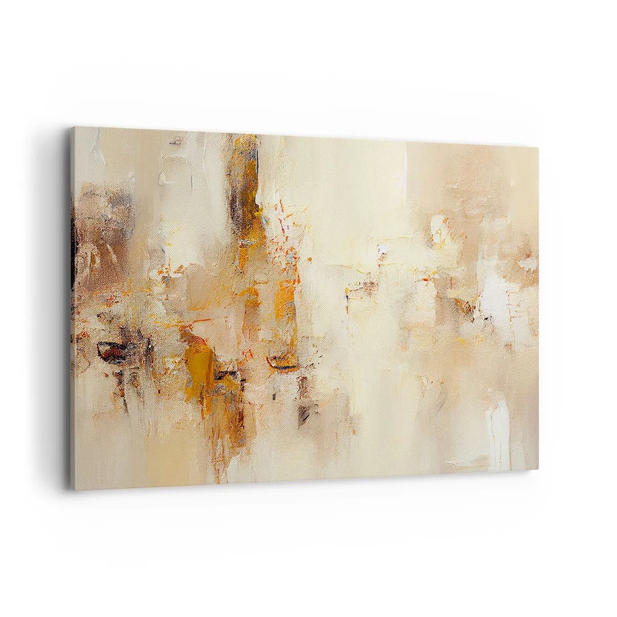 Impression sur toile - Image sur toile - Une composition abstraite dans des tons chauds de jaune et de marron. - 120x80cm - Âme de l'ambre - Décoration murale moderne pour le salon et la chambre ARTTOR