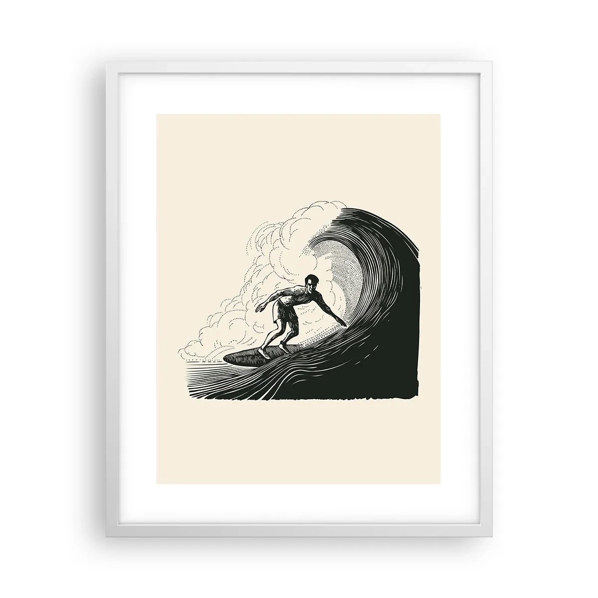 Affiche dans un cadre blanc - Poster - Le roi de la vague - 40x50 cm