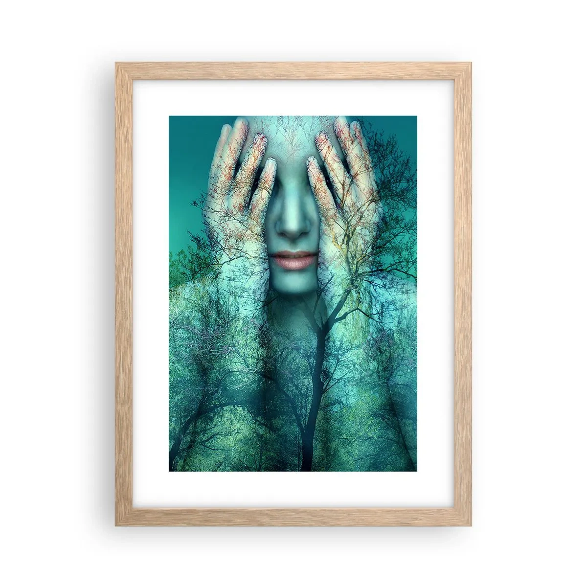 Affiche dans un chêne clair - Poster - immergé dans l'azur - 30x40 cm