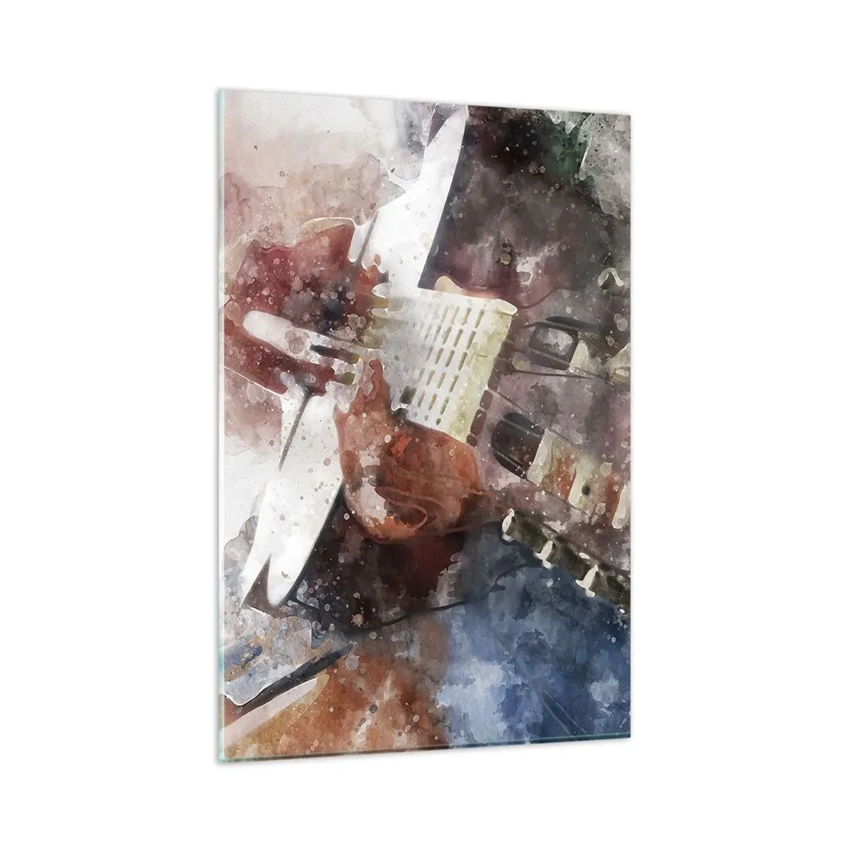 Impression sur verre - Image sur verre - Une interprétation artistique d'une guitare dans un style aquarelle - 80x120cm - Et qu'en pensez-vous ? - Décoration murale moderne pour le salon et la chambre ARTTOR