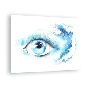 Impression sur verre - Image sur verre - Oeil bleu à l'aquarelle artistique - 70x50cm - Plongez-vous dans le bleu du regard - Décoration murale moderne pour le salon et la chambre ARTTOR
