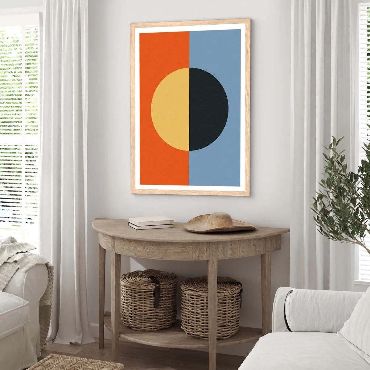 Affiche dans un chêne clair - Poster - Composition de chaleur et de fraîcheur - 50x70 cm