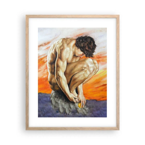 Affiche dans un chêne clair - Poster - Plongé dans ses pensées - 40x50 cm