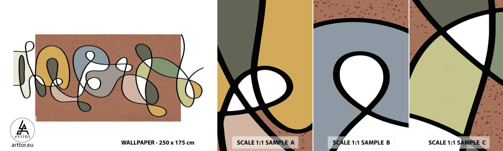 Échantillon de Papier Peint Autocollant Deluxe Sticker - Une abstraction qui mérite le sourire - Moderne, Abstraction, Morceau - 100x30 cm