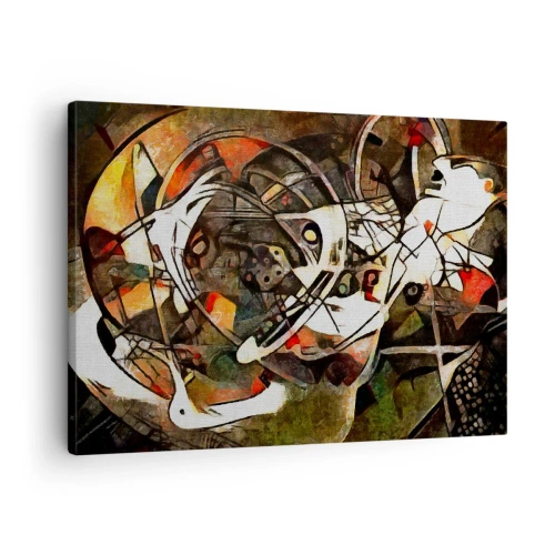 Impression sur toile - Image sur toile - Abstraction expressive dans des tons sombres avec des lignes dynamiques. - 70x50cm - Vous entendez le mouvement ? - Décoration murale moderne pour le salon et la chambre ARTTOR