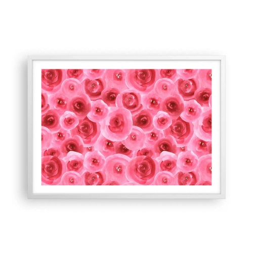 Affiche dans un cadre blanc - Poster - Roses en-haut et en-bas - 70x50 cm
