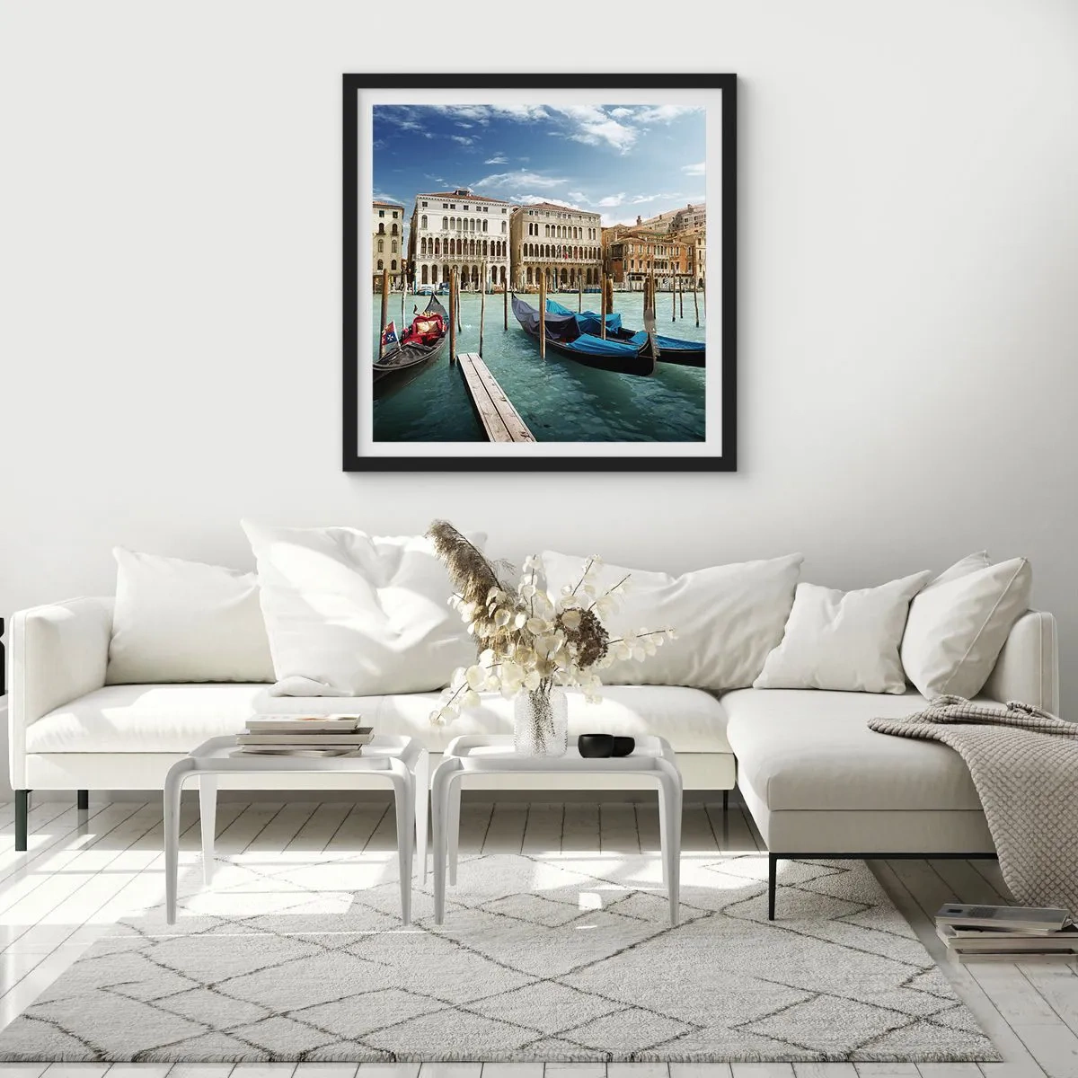 Affiche dans un cadre noir - Poster - Palace bleu ciel - 30x30 cm