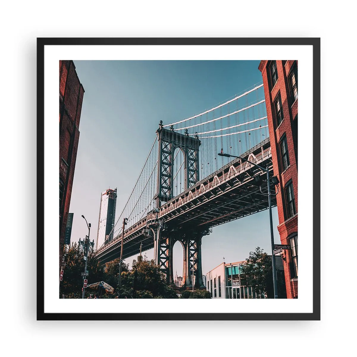 Affiche dans un cadre noir - Poster - Sur les vagues de la ville - 60x60 cm