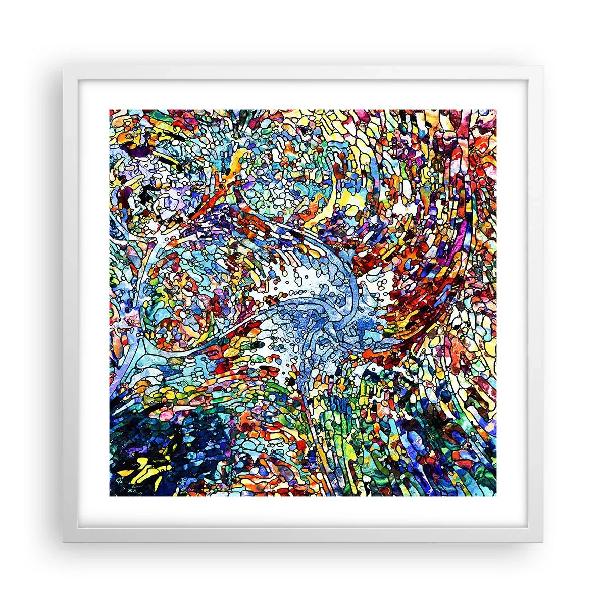 Affiche dans un cadre blanc - Poster - Goutte de vitrail - 50x50 cm