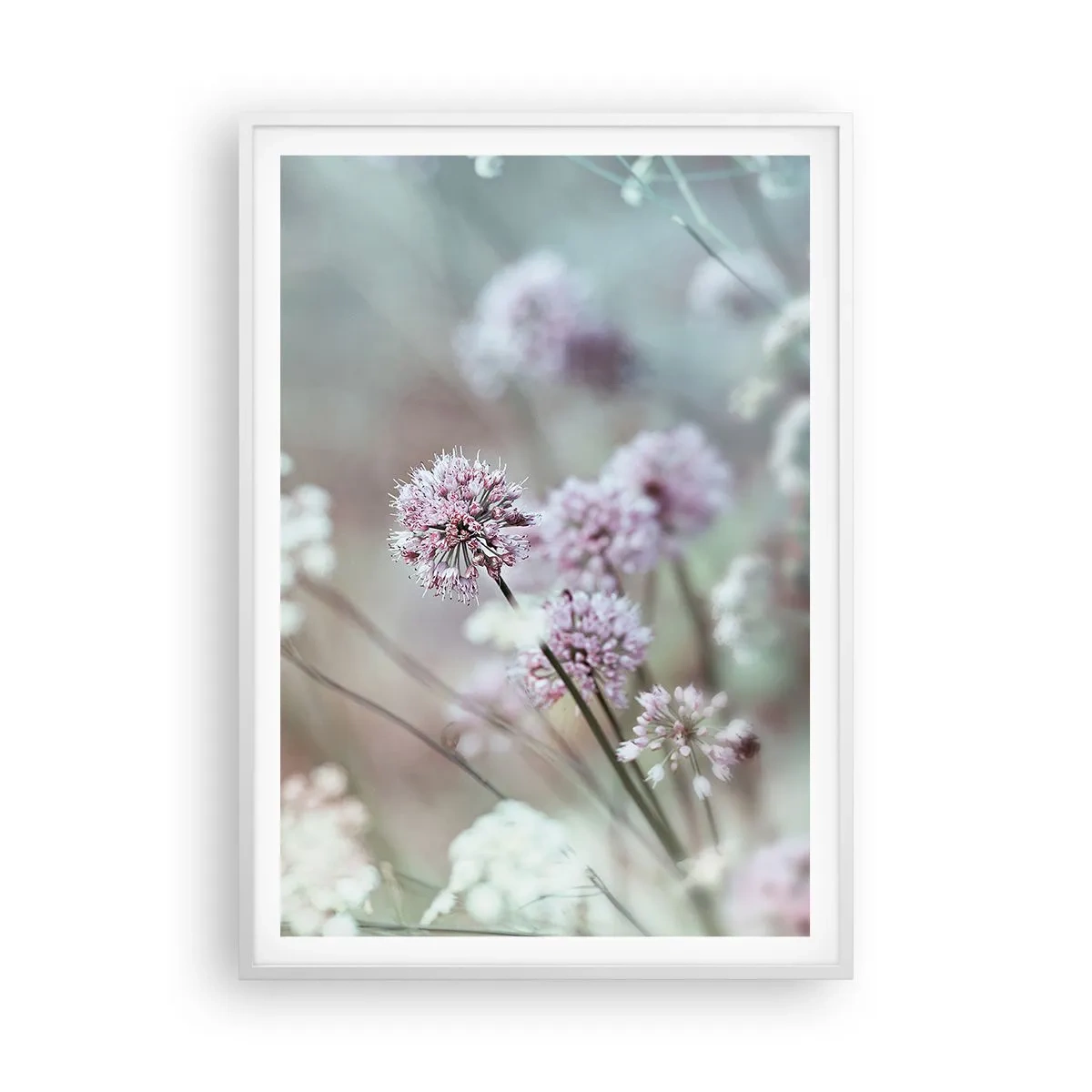 Affiche dans un cadre blanc - Poster - Herbes douces en filigrane - 70x100 cm