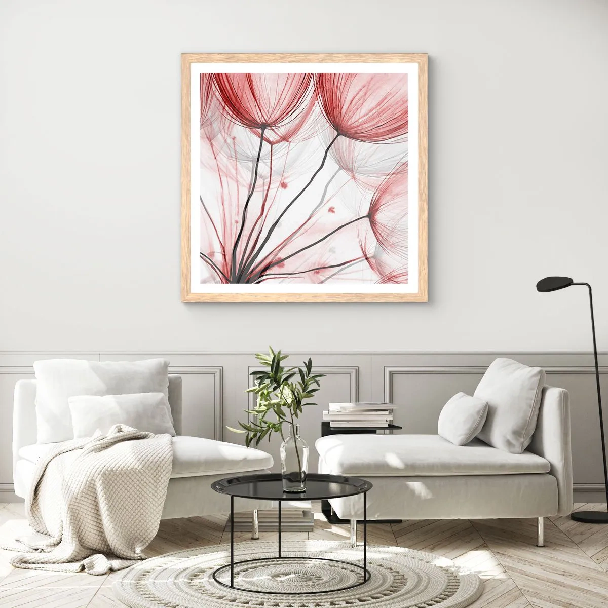 Affiche dans un chêne clair - Poster - Avant le départ - 50x50 cm