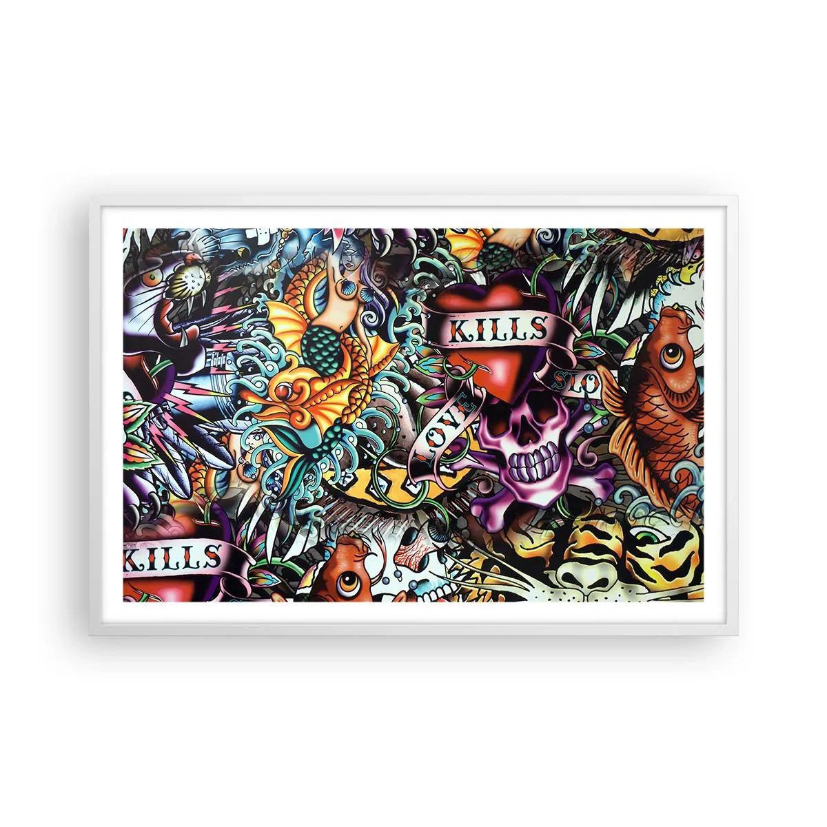 Affiche dans un cadre blanc - Poster - Le rêve du tatoueur - 91x61 cm