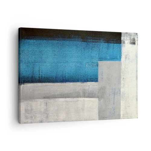 Impression sur toile - Image sur toile - Une composition abstraite avec des nuances de bleu, de gris et de blanc. - 70x50cm - Une composition poétique de gris et de bleu - Décoration murale moderne pour le salon et la chambre ARTTOR