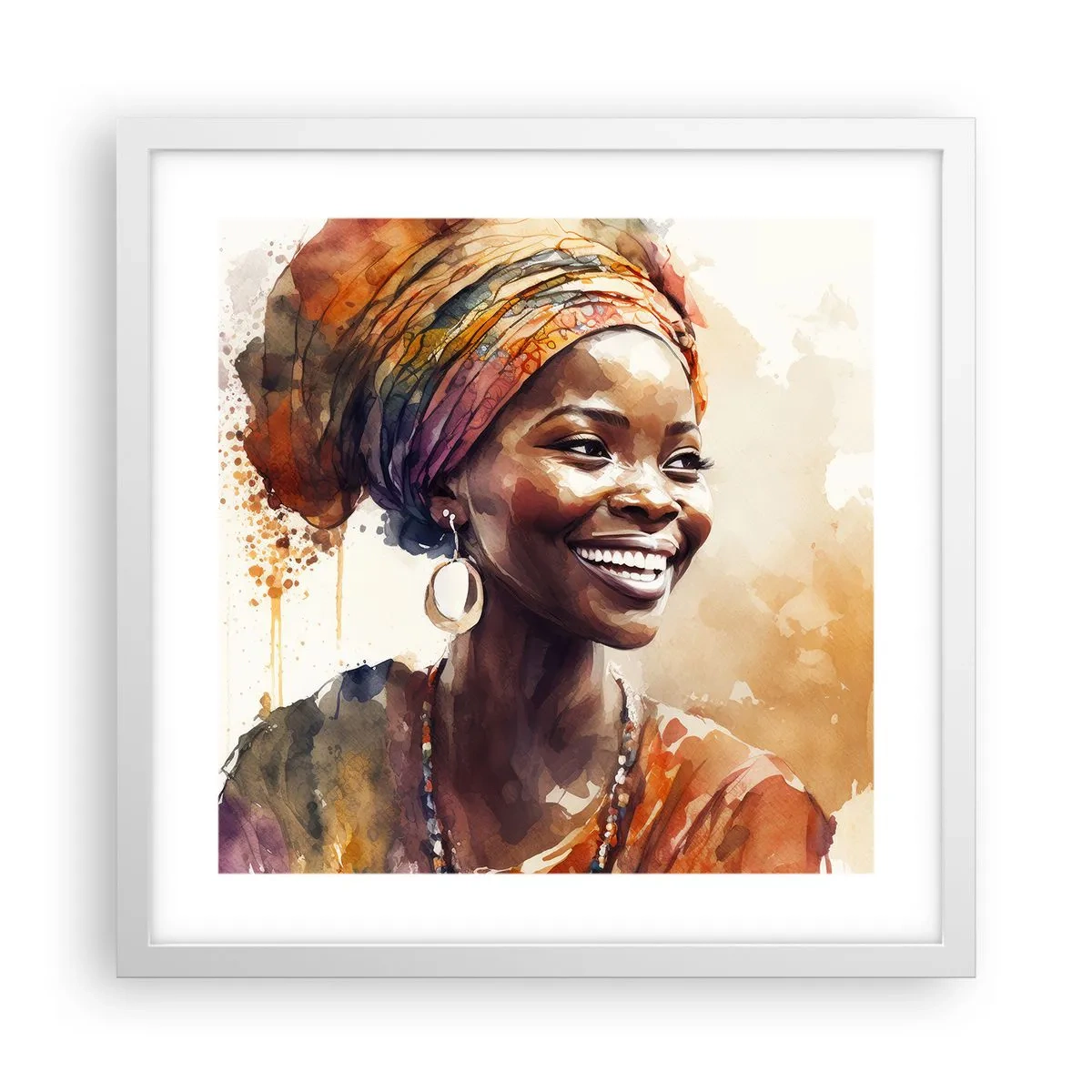 Affiche dans un cadre blanc - Poster - reine africaine - 40x40 cm