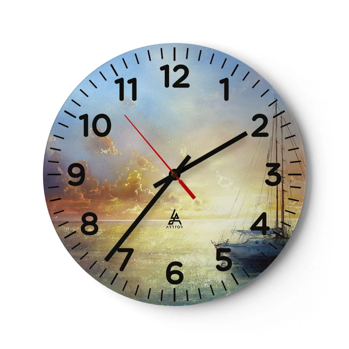 Horloge murale - Pendule murale - Dans une baie dorée - 40x40 cm