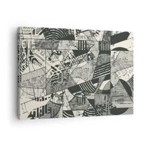 Impression sur toile - Image sur toile - Motifs géométriques abstraits dans des tons de vert sur fond clair - 70x50cm - Dynamique du modernisme - Décoration murale moderne pour le salon et la chambre ARTTOR