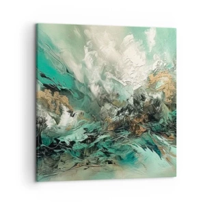 Impression sur toile - Image sur toile - Ressac émeraude et noir - 50x50 cm